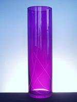 Váza úzká rovná fialová s čarami 6102